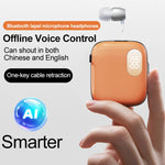 Auricolare Bluetooth lavalier QRSC-K91 AI Edition con display digitale a LED e cavo retrattile da 32 cm.