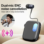 Auricolare Bluetooth lavalier QRSC-K91 AI Edition con display digitale a LED e cavo retrattile da 32 cm.
