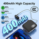 Auricolare Bluetooth lavalier QRSC-K91 AI Edition con display digitale a LED e cavo retrattile da 32 cm.