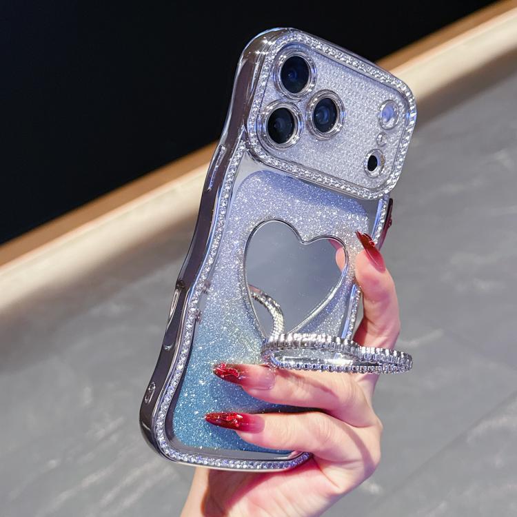 Custodia per telefono in TPU galvanizzato con glitter e specchietto porta strass a forma di stella., For iPhone 17 Pro Max, For iPhone 17 Pro