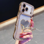 Custodia per telefono in TPU galvanizzato con glitter e specchietto porta strass a forma di stella., For iPhone 17 Pro Max, For iPhone 17 Pro