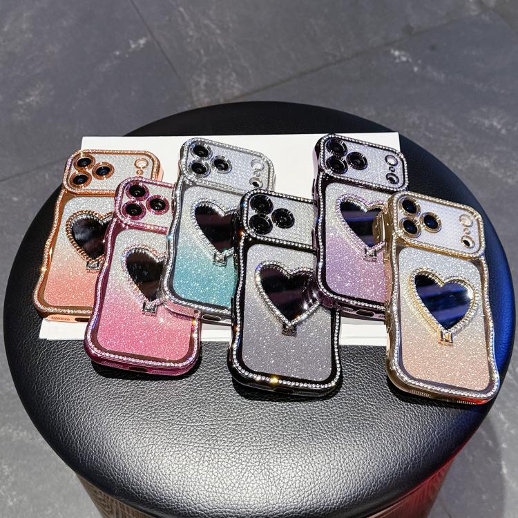 Custodia per telefono in TPU galvanizzato con glitter e specchietto porta strass a forma di stella., For iPhone 17 Pro Max, For iPhone 17 Pro