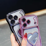 Custodia per telefono in TPU galvanizzato con glitter e specchietto porta strass a forma di stella., For iPhone 17 Pro Max, For iPhone 17 Pro