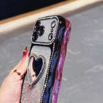 Custodia per telefono in TPU galvanizzato con glitter e specchietto porta strass a forma di stella., For iPhone 17 Pro Max, For iPhone 17 Pro