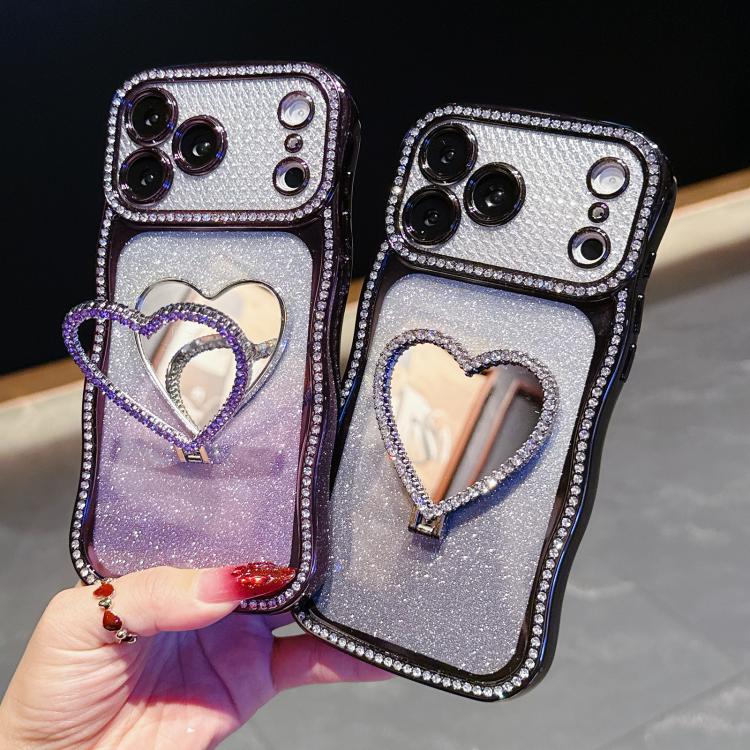 Custodia per telefono in TPU galvanizzato con glitter e specchietto porta strass a forma di stella., For iPhone 17 Pro Max, For iPhone 17 Pro