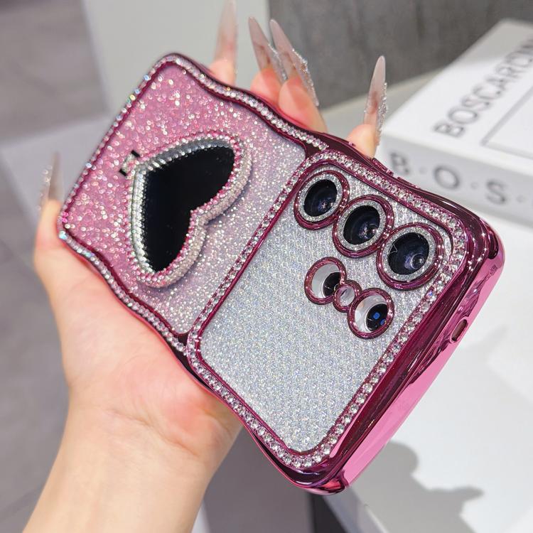 Custodia per telefono in TPU galvanizzato con glitter e specchietto porta strass a forma di stella., For Galaxy S26 Ultra 5G, For Galaxy S25 Ultra 5G