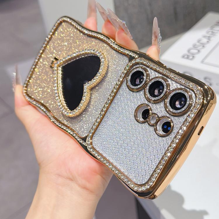 Custodia per telefono in TPU galvanizzato con glitter e specchietto porta strass a forma di stella., For Galaxy S26 Ultra 5G, For Galaxy S25 Ultra 5G