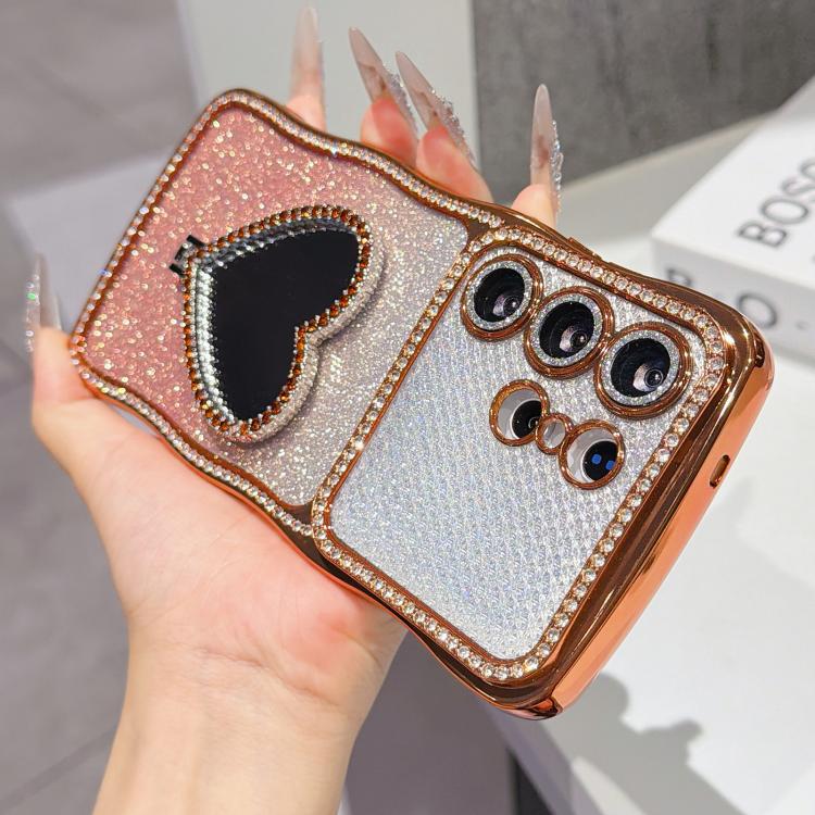 Custodia per telefono in TPU galvanizzato con glitter e specchietto porta strass a forma di stella., For Galaxy S26 Ultra 5G, For Galaxy S25 Ultra 5G