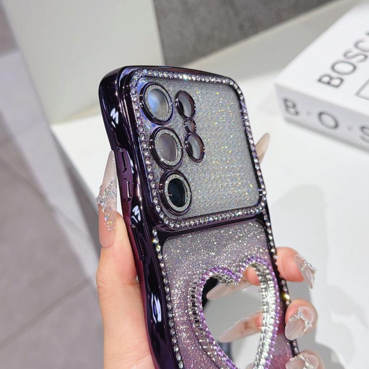 Custodia per telefono in TPU galvanizzato con glitter e specchietto porta strass a forma di stella., For Galaxy S26 Ultra 5G, For Galaxy S25 Ultra 5G