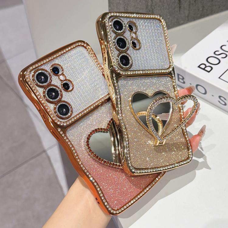 Custodia per telefono in TPU galvanizzato con glitter e specchietto porta strass a forma di stella., For Galaxy S26 Ultra 5G, For Galaxy S25 Ultra 5G
