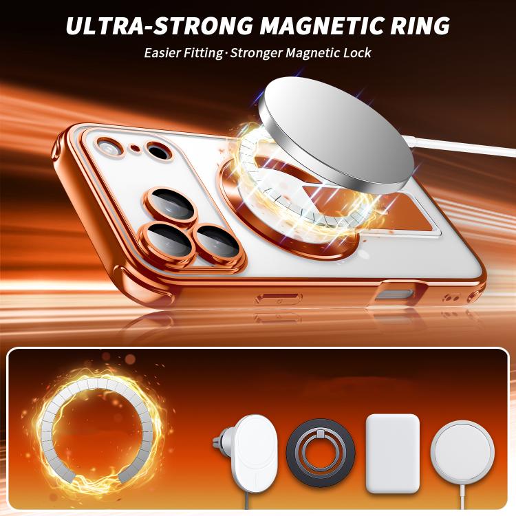 Custodia magnetica antiurto per telefono con airbag a quattro angoli elettrolitico Phantom, supporto invisibile, antiurto., For iPhone 16 Pro Max, For iPhone 16 Pro, For iPhone 16