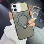 Custodia magnetica per telefono con supporto girevole a 360 gradi e texture a pois satinati., For iPhone 17 Pro Max, For iPhone 17 Pro, For iPhone 17, For iPhone 16 Pro Max, For iPhone 16 Pro, For iPhone 16