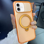 Custodia magnetica per telefono con supporto girevole a 360 gradi e texture a pois satinati., For iPhone 17 Pro Max, For iPhone 17 Pro, For iPhone 17, For iPhone 16 Pro Max, For iPhone 16 Pro, For iPhone 16