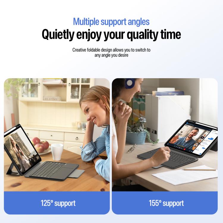 DUX DUCIS Serie YK Tastiera wireless magnetica Custodia per tablet in pelle vegana, For iPad Air 13 2026 / 2025 / 2024, For iPad Air 11 2026 / 2025 / 2024, For iPad Pro 13 2025 / 2024, For iPad Pro 11 2025 / 2024, For iPad 2025 / 2022