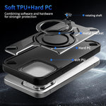 Custodia magnetica per telefono con supporto girevole Dijia, For iPhone 15 Pro Max, For iPhone 15 Pro, For iPhone 15 Plus