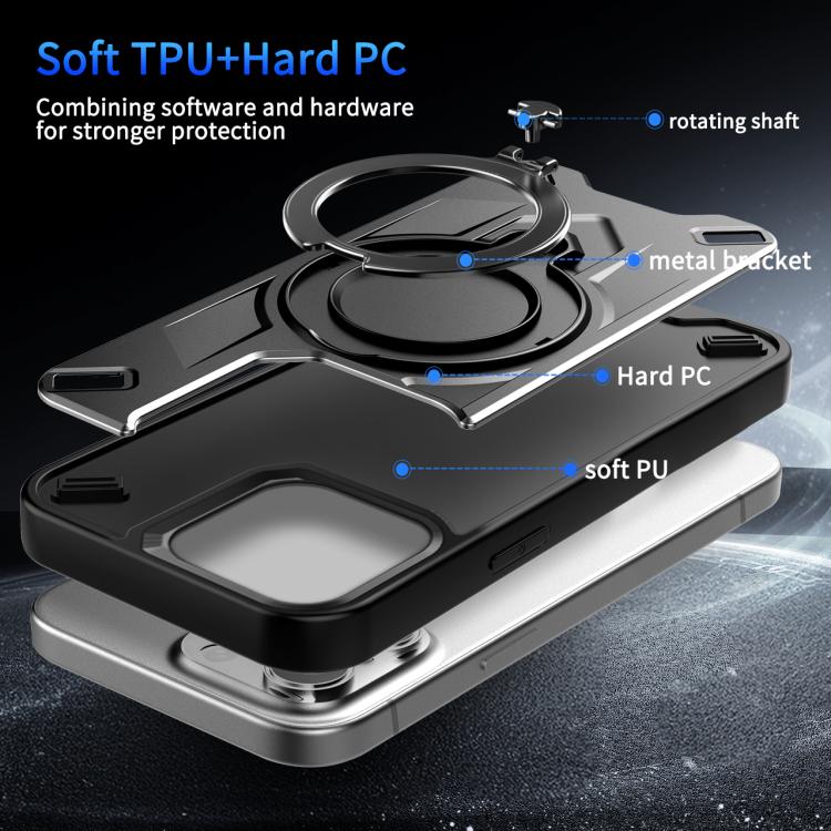 Custodia magnetica per telefono con supporto girevole Dijia, For iPhone 15 Pro Max, For iPhone 15 Pro, For iPhone 15 Plus