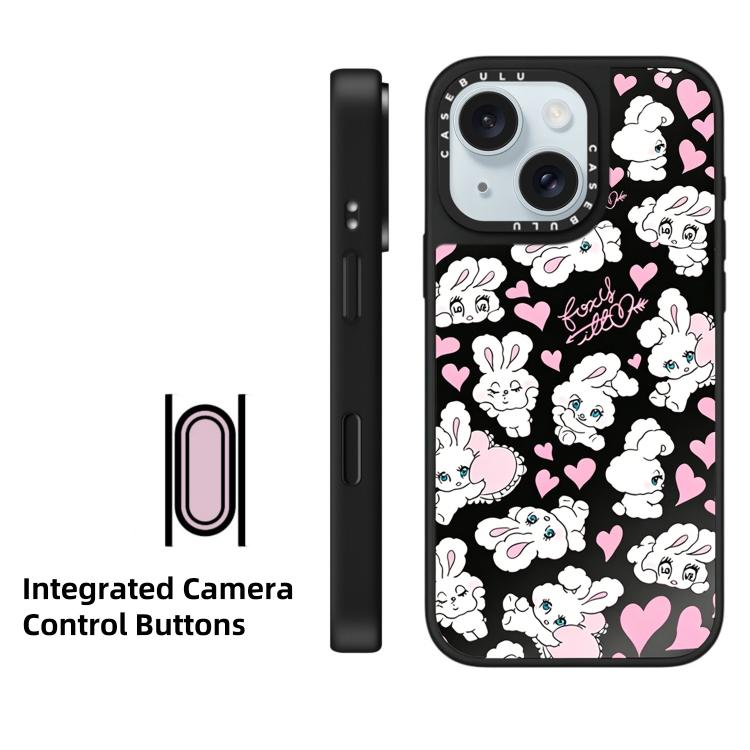 Custodia per telefono con specchio e pulsante di controllo della fotocamera con motivo coniglietto., For iPhone Air