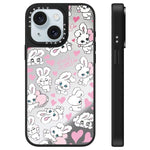 Custodia per telefono con specchio e motivo a coniglietto, For iPhone 15 Plus, For iPhone 15