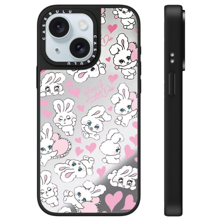 Custodia per telefono con specchio e motivo a coniglietto, For iPhone 15 Plus, For iPhone 15