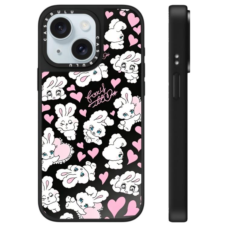 Custodia per telefono con specchio e motivo a coniglietto, For iPhone 15 Plus, For iPhone 15