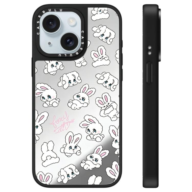 Custodia per telefono con specchio e motivo a coniglietto, For iPhone 15 Plus, For iPhone 15