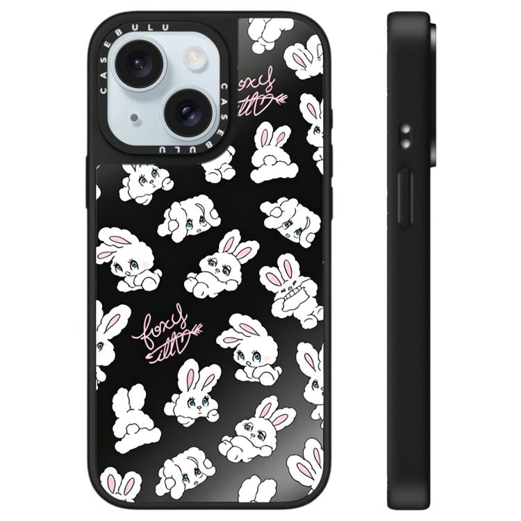 Custodia per telefono con specchio e motivo a coniglietto, For iPhone 15 Plus, For iPhone 15