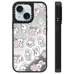 Custodia per telefono con specchio e motivo a coniglietto, For iPhone 15 Plus, For iPhone 15