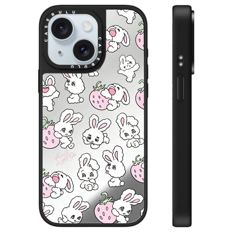 Custodia per telefono con specchio e motivo a coniglietto, For iPhone 15 Plus, For iPhone 15