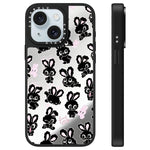 Custodia per telefono con specchio e motivo a coniglietto, For iPhone 15 Plus, For iPhone 15