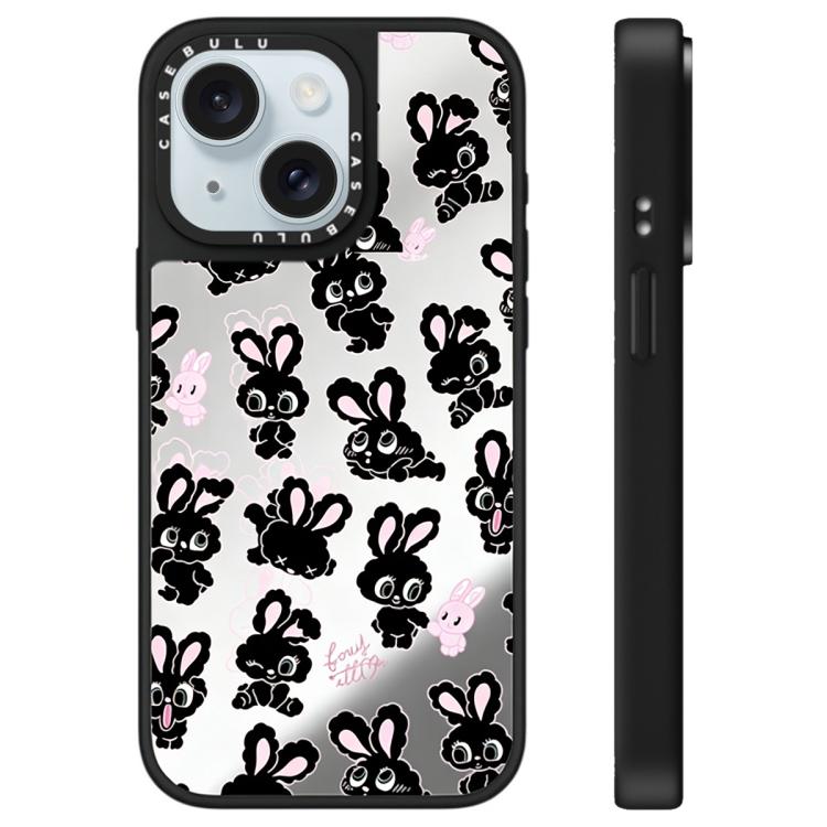 Custodia per telefono con specchio e motivo a coniglietto, For iPhone 15 Plus, For iPhone 15