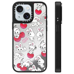 Custodia per telefono con specchio e motivo a coniglietto, For iPhone 15 Plus, For iPhone 15