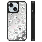 Custodia per telefono con specchio e motivo a coniglietto, For iPhone 15 Plus, For iPhone 15
