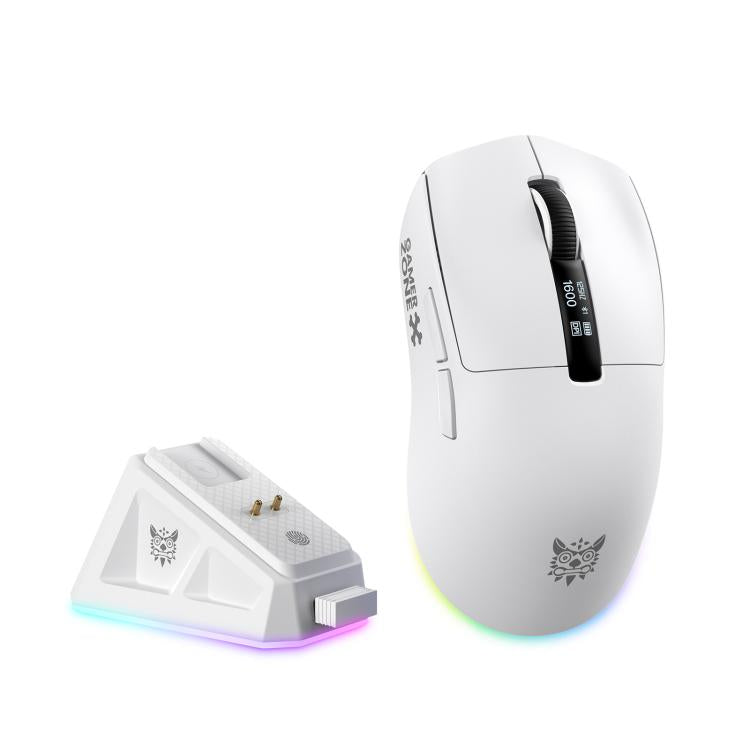 Mouse ONIKUMA DM07 da 24000 DPI, 2,4 GHz, wireless e cablato, con base di ricarica magnetica RGB.