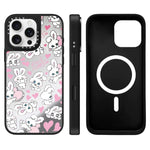 Custodia magnetica per telefono con specchio a specchio e motivo coniglietto, For iPhone 16 Pro Max, For iPhone 16 Pro, For iPhone 16 Plus