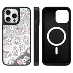 Custodia magnetica per telefono con specchio a specchio e motivo coniglietto, For iPhone 16 Pro Max, For iPhone 16 Pro, For iPhone 16 Plus