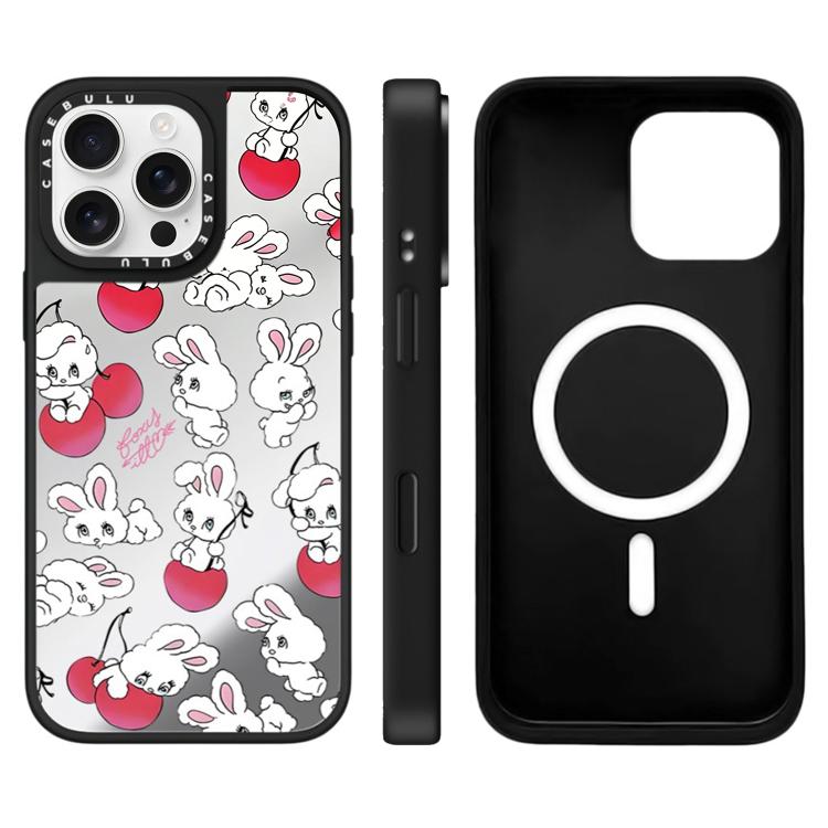 Custodia magnetica per telefono con specchio a specchio e motivo coniglietto, For iPhone 16 Pro Max, For iPhone 16 Pro, For iPhone 16 Plus