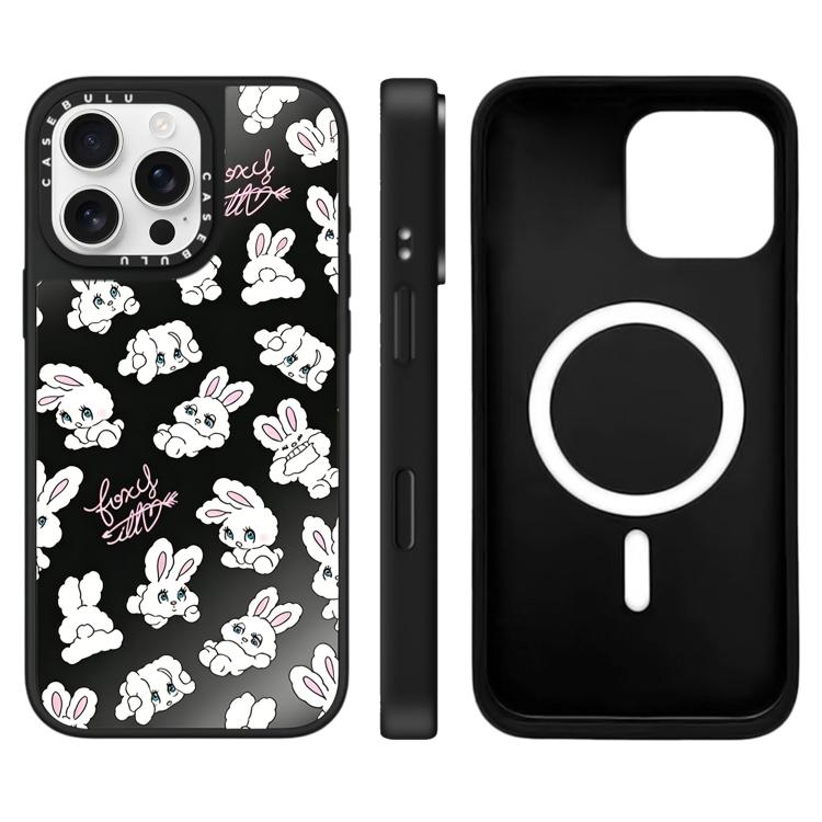Custodia magnetica per telefono con specchio a specchio e motivo coniglietto, For iPhone 16 Pro Max, For iPhone 16 Pro, For iPhone 16 Plus