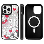 Custodia magnetica per telefono con specchio a specchio e motivo coniglietto, For iPhone 16 Pro Max, For iPhone 16 Pro, For iPhone 16 Plus