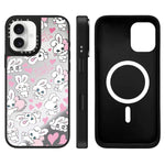 Custodia magnetica per telefono con specchio a specchio e motivo coniglietto, For iPhone 16 Pro Max, For iPhone 16 Pro, For iPhone 16 Plus