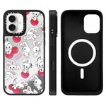 Custodia magnetica per telefono con specchio a specchio e motivo coniglietto, For iPhone 16 Pro Max, For iPhone 16 Pro, For iPhone 16 Plus