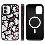 Custodia magnetica per telefono con specchio a specchio e motivo coniglietto, For iPhone 16, For iPhone 15 Pro Max, For iPhone 15 Pro