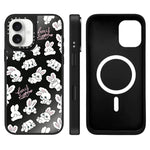Custodia magnetica per telefono con specchio a specchio e motivo coniglietto, For iPhone 16, For iPhone 15 Pro Max, For iPhone 15 Pro
