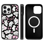 Custodia magnetica per telefono con specchio a specchio e motivo coniglietto, For iPhone 16, For iPhone 15 Pro Max, For iPhone 15 Pro