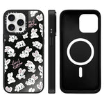 Custodia magnetica per telefono con specchio a specchio e motivo coniglietto, For iPhone 16, For iPhone 15 Pro Max, For iPhone 15 Pro