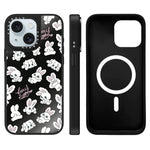 Custodia magnetica per telefono con specchio a specchio e motivo coniglietto, For iPhone 15 Plus, For iPhone 15