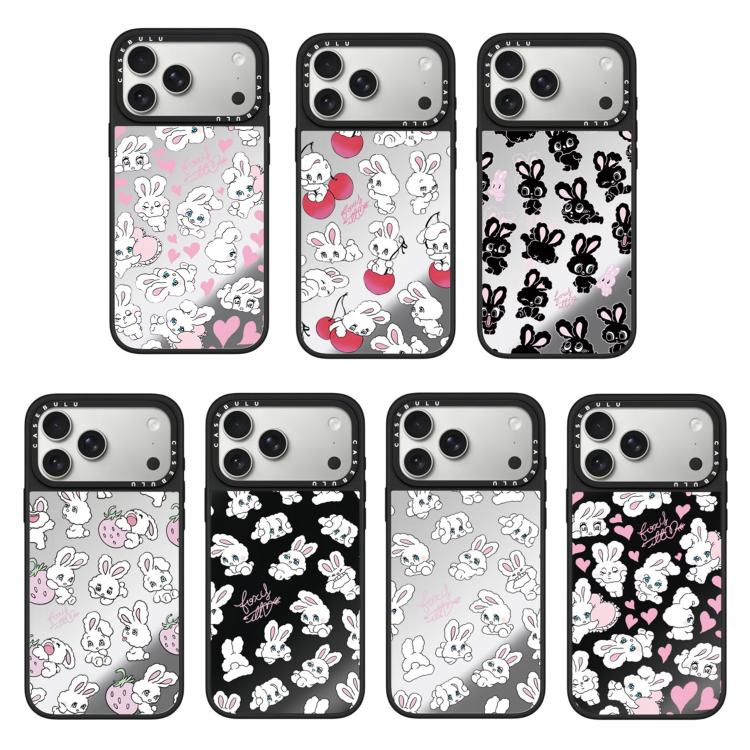 Custodia magnetica per telefono con specchio a specchio e motivo coniglietto, For iPhone 16, For iPhone 15 Pro Max, For iPhone 15 Pro