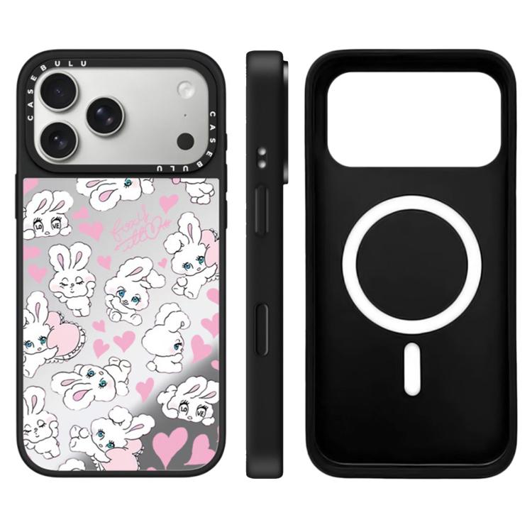 Custodia magnetica con specchio e pulsante di controllo della fotocamera a specchio con motivo coniglietto., For iPhone 17 Pro Max, For iPhone 17 Pro, For iPhone 17