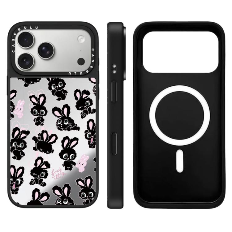 Custodia magnetica con specchio e pulsante di controllo della fotocamera a specchio con motivo coniglietto., For iPhone 17 Pro Max, For iPhone 17 Pro, For iPhone 17