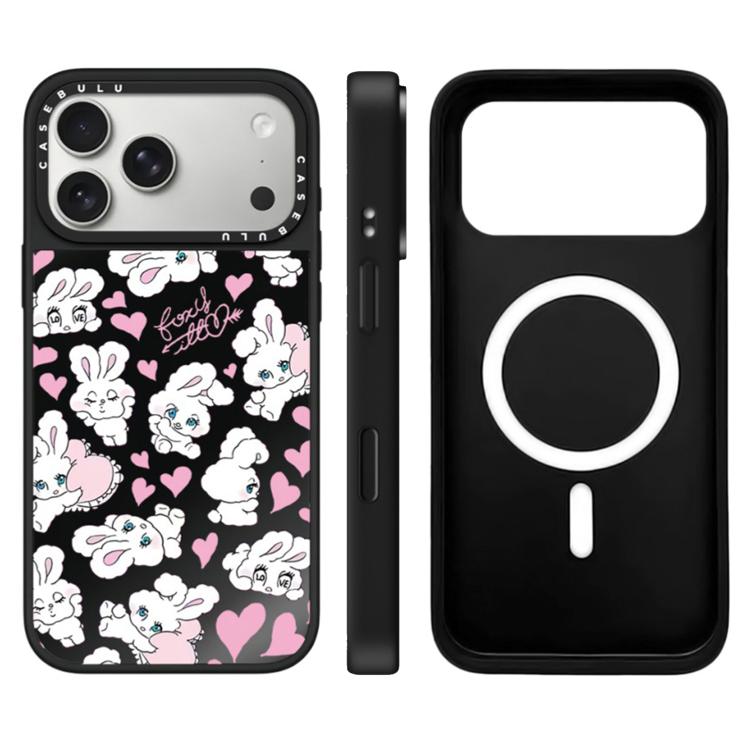 Custodia magnetica con specchio e pulsante di controllo della fotocamera a specchio con motivo coniglietto., For iPhone 17 Pro Max, For iPhone 17 Pro, For iPhone 17