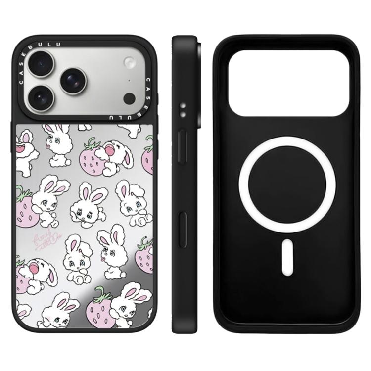 Custodia magnetica con specchio e pulsante di controllo della fotocamera a specchio con motivo coniglietto., For iPhone 17 Pro Max, For iPhone 17 Pro, For iPhone 17